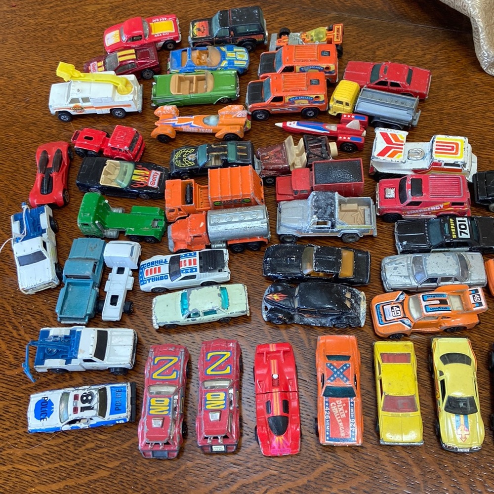 50 vintage Hot Wheels & Matchbox cars - there are a few other brands mixed in.